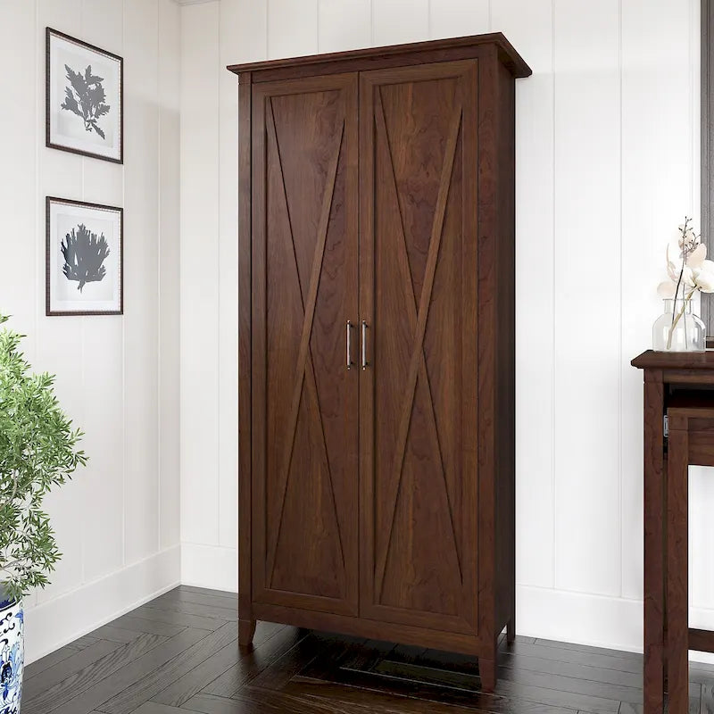 Armoire de rangement haute avec portes et étagères