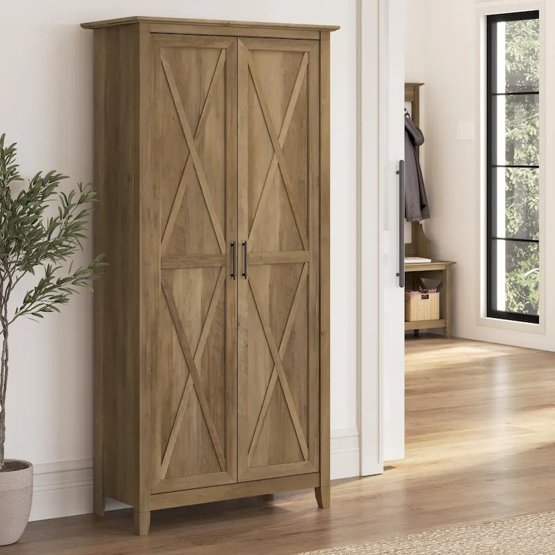 Armoire de rangement haute avec portes et étagères