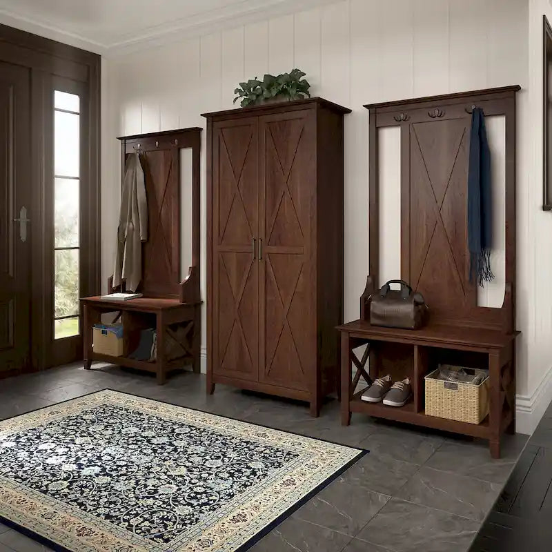 Armoire de rangement haute avec portes et étagères