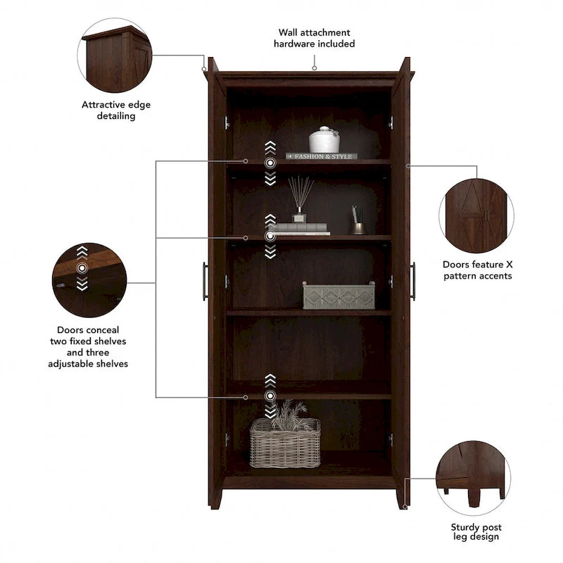 Armoire de rangement haute avec portes et étagères