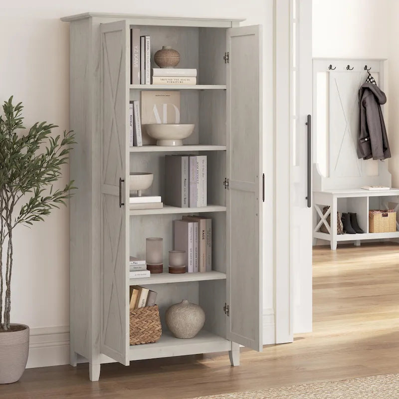Armoire de rangement haute avec portes et étagères
