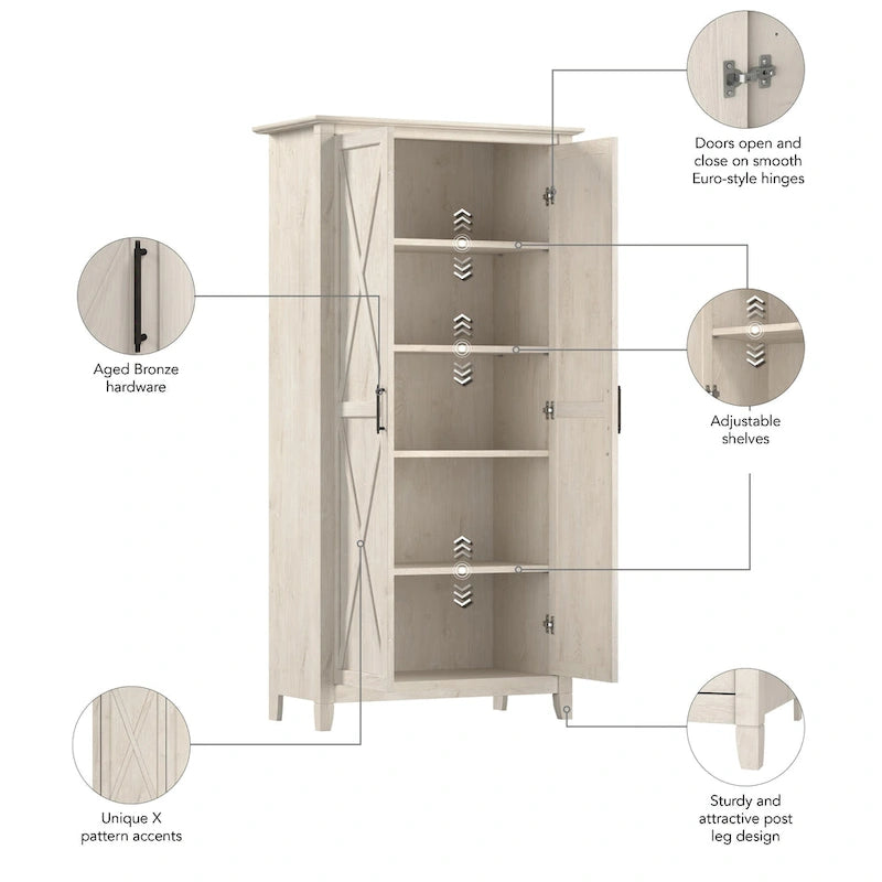 Armoire de rangement haute avec portes et étagères