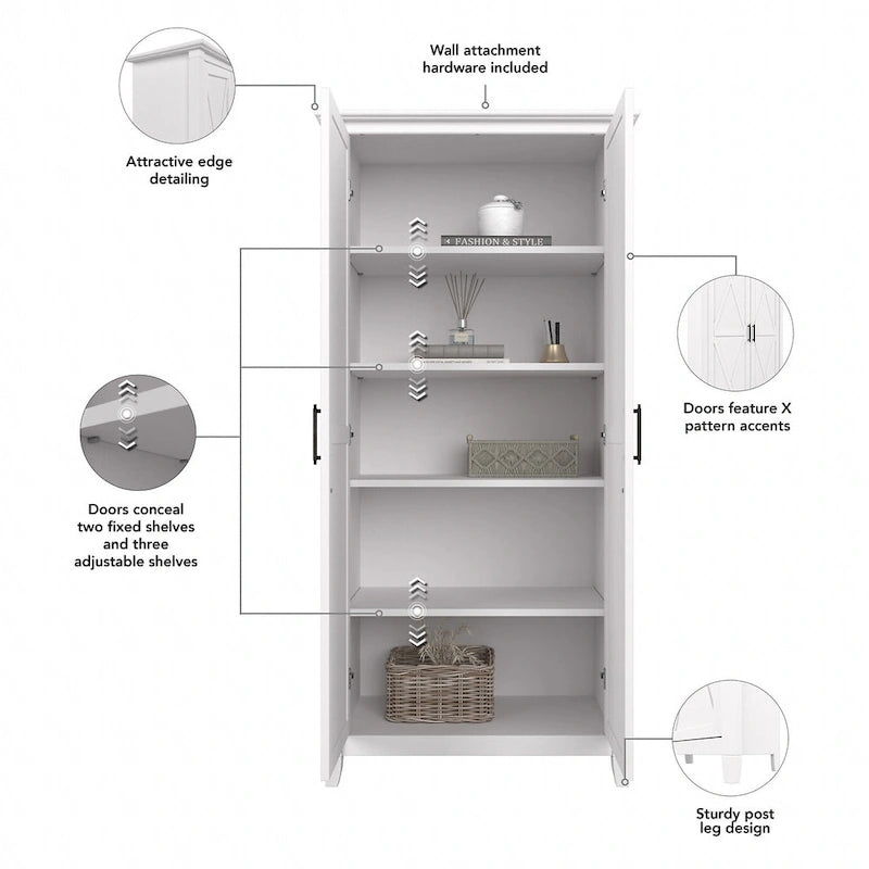 Armoire de rangement haute avec portes et étagères