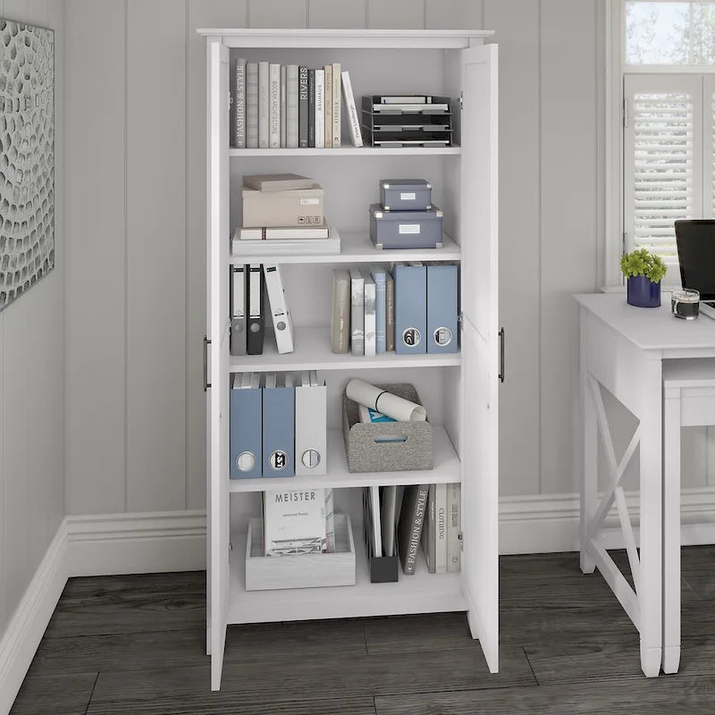 Armoire de rangement haute avec portes et étagères