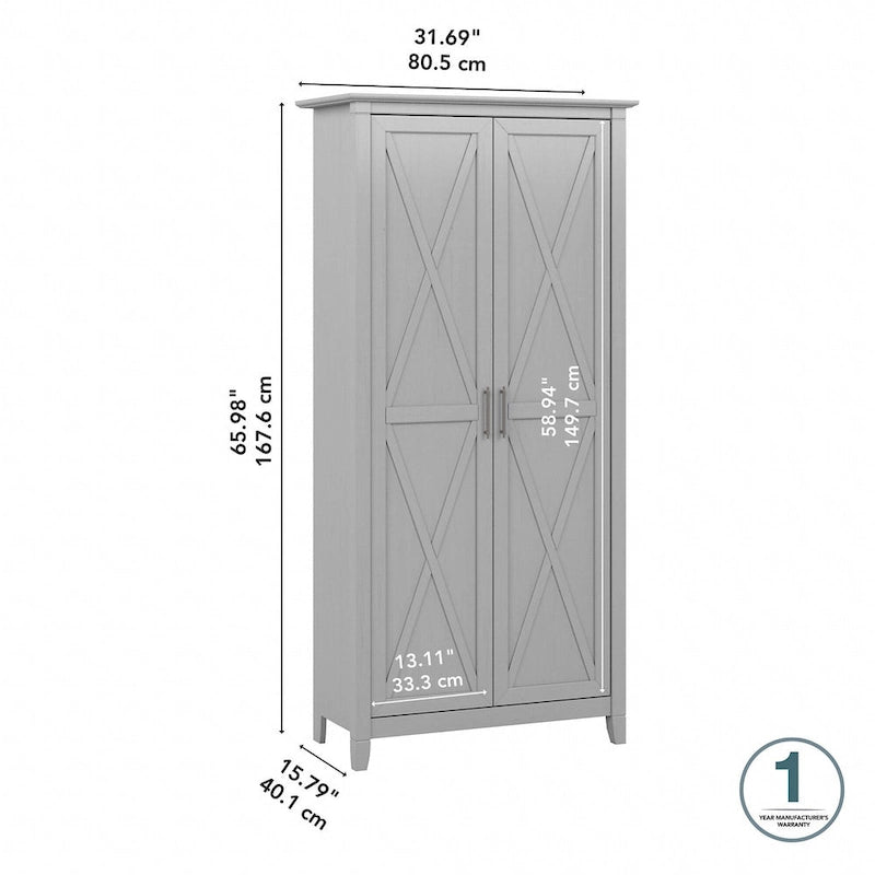 Armoire de rangement haute avec portes et étagères