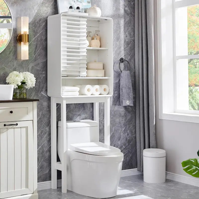 Armoire de rangement à persiennes au-dessus des toilettes, Meuble de rangement pour salle de bain