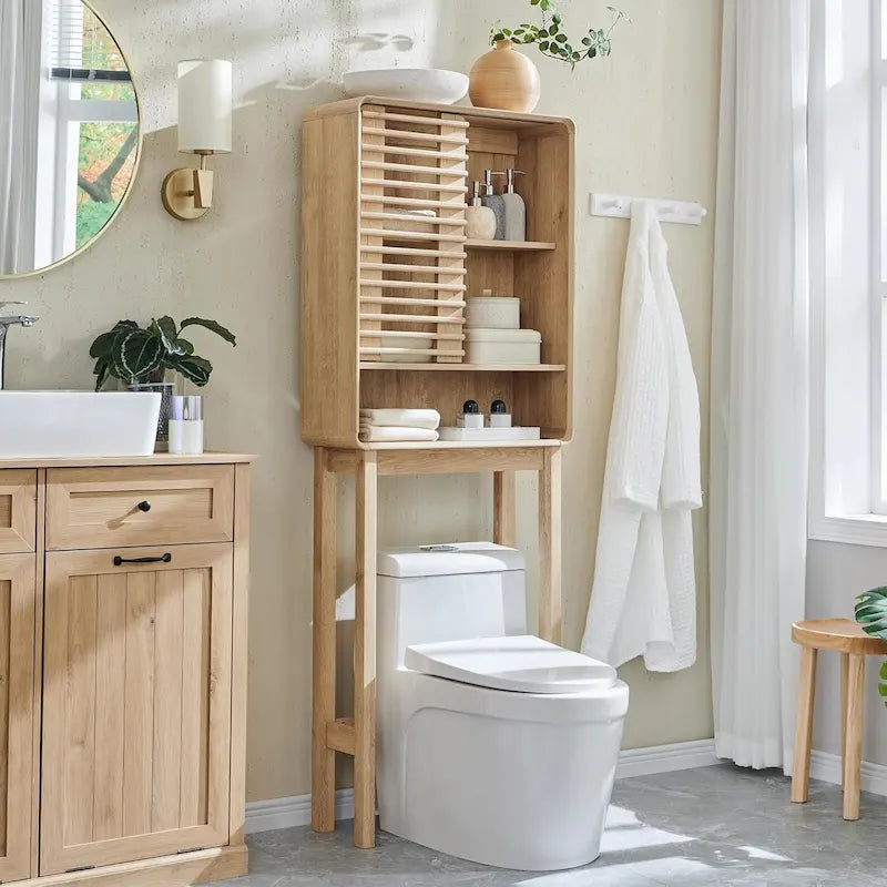 Armoire de rangement à persiennes au-dessus des toilettes, Meuble de rangement pour salle de bain
