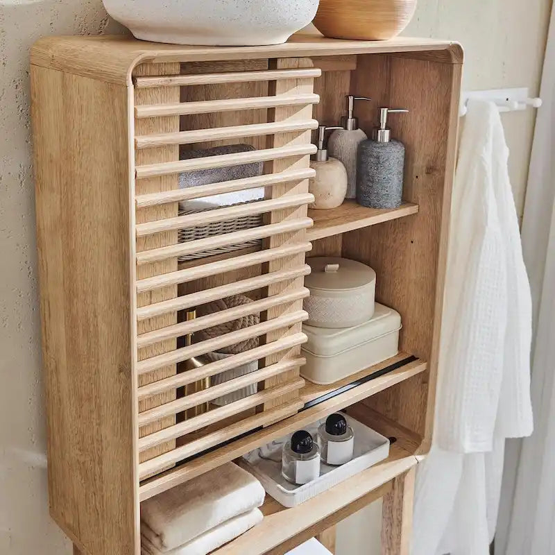Armoire de rangement à persiennes au-dessus des toilettes, Meuble de rangement pour salle de bain