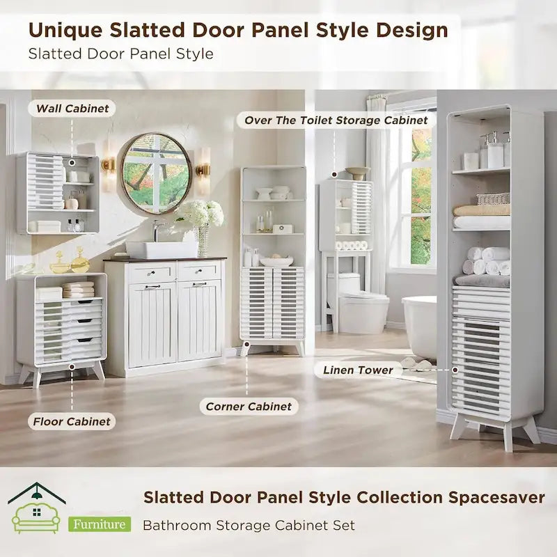 Armoire de rangement à persiennes au-dessus des toilettes, Meuble de rangement pour salle de bain