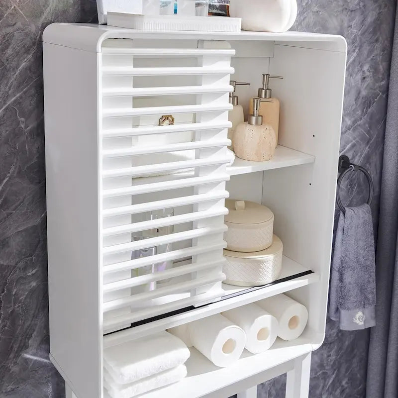 Armoire de rangement à persiennes au-dessus des toilettes, Meuble de rangement pour salle de bain