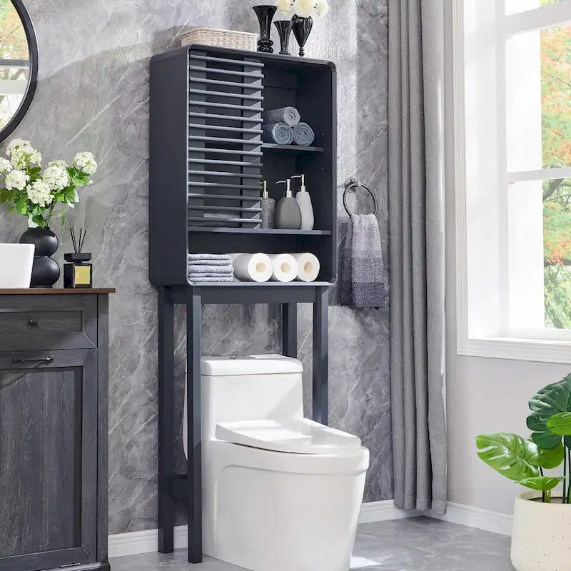Armoire de rangement à persiennes au-dessus des toilettes, Meuble de rangement pour salle de bain