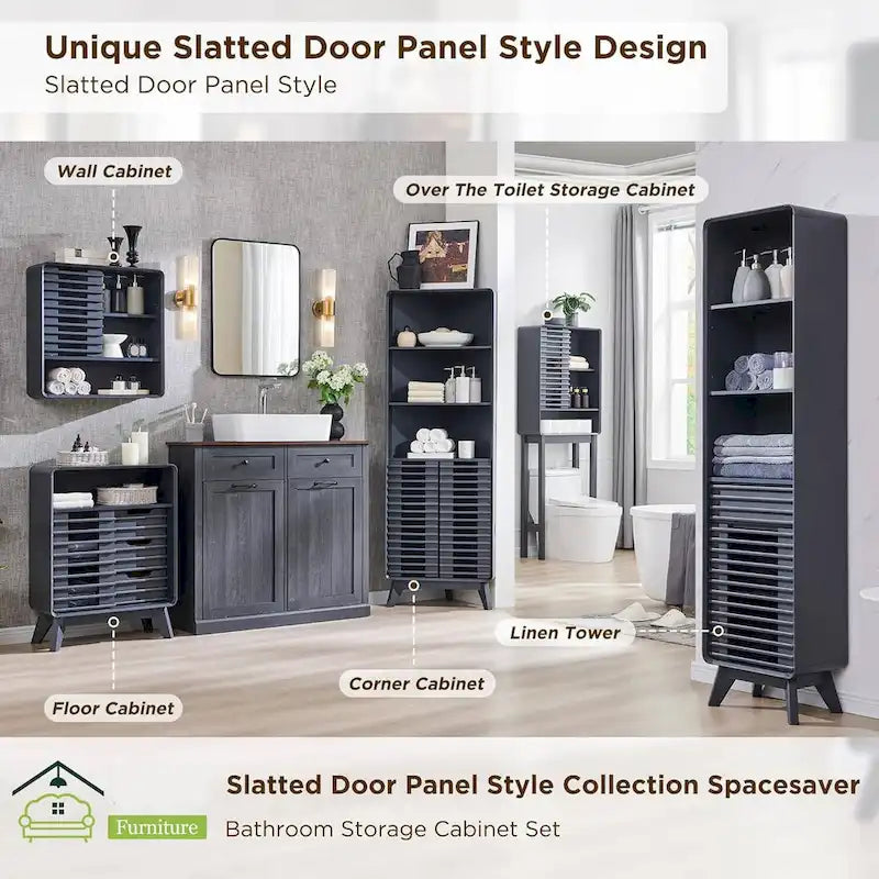 Armoire de rangement à persiennes au-dessus des toilettes, Meuble de rangement pour salle de bain