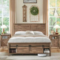 Cadre de lit en bois queen size de style ferme, avec placards et tête de lit