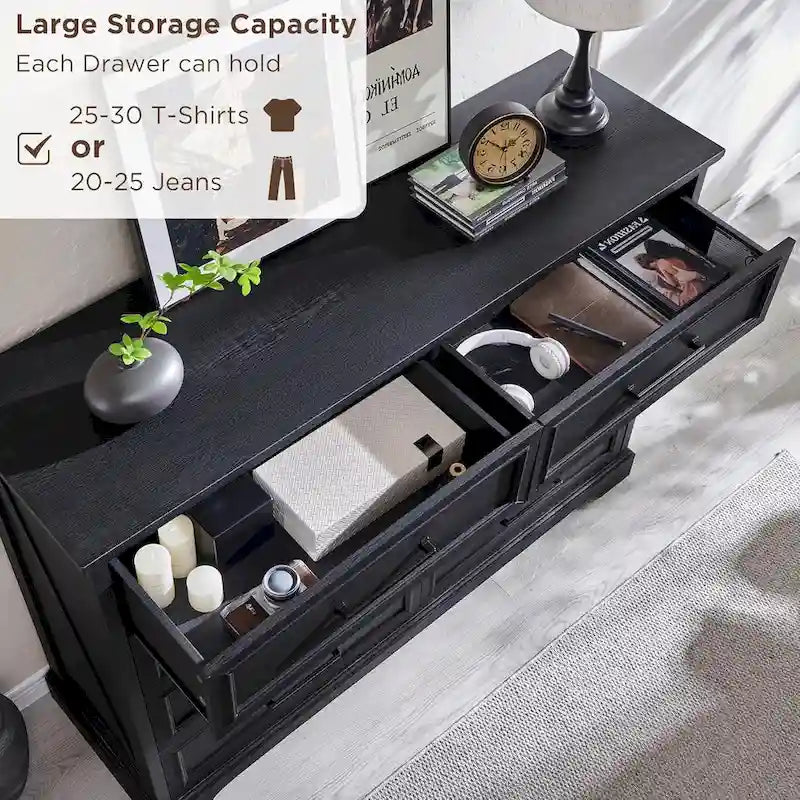 Commode de chambre à 8 tiroirs en bois de style rustique