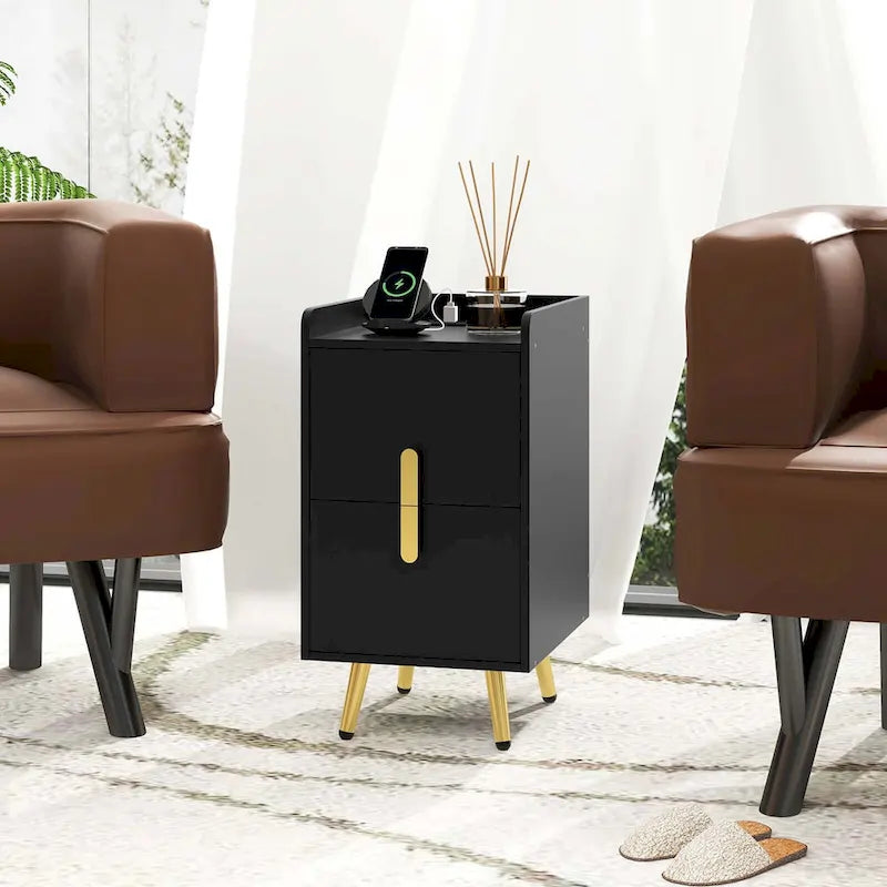 Table de Chevet avec Station de Recharge Tables d'Appoint pour Canapé à Domicile