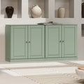  100% Solid Wood 64 Sideboard with Solid Doors, 4-Drawers and Adjustable Shelves