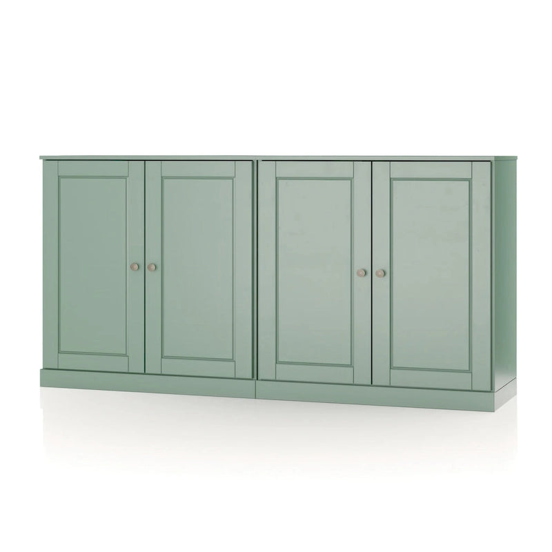 Buffet 100 % bois massif de 163 cm avec portes pleines, 4 tiroirs et étagères réglables