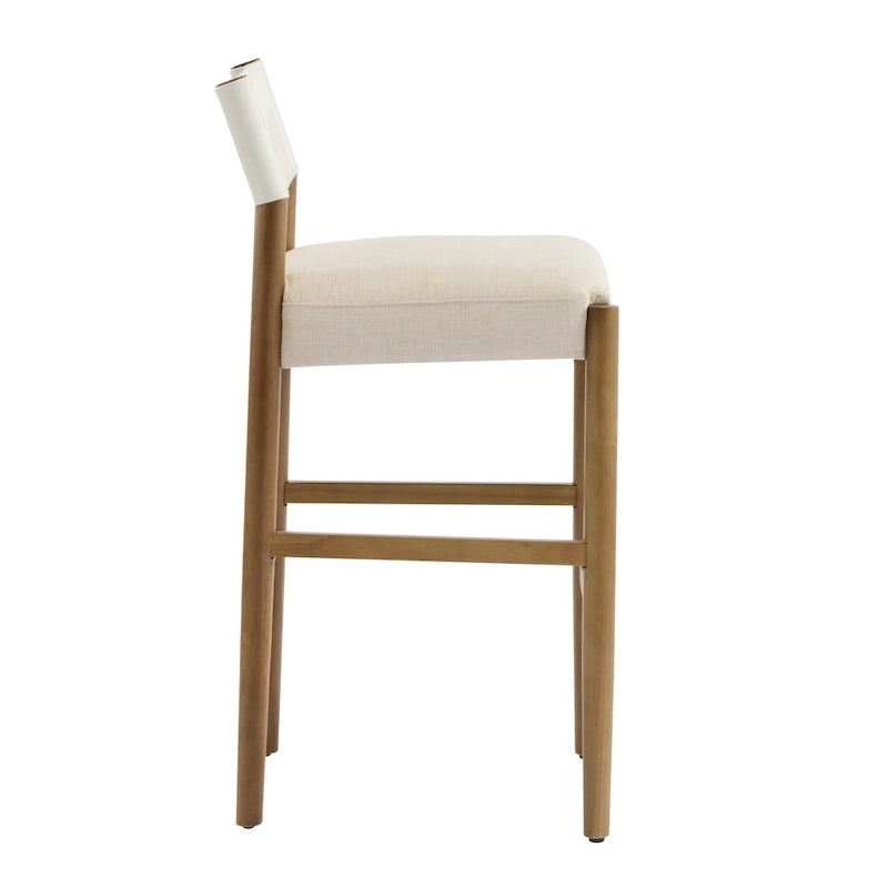 Tabourets de bar modernes en bois de 28,5 po avec coussin en polyester neutre pour îlot de cuisine ou bar à domicile