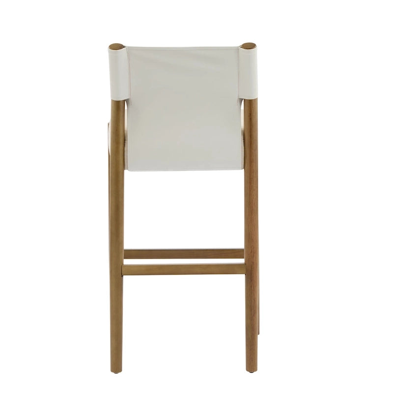 Tabourets de bar modernes en bois de 28,5 po avec coussin en polyester neutre pour îlot de cuisine ou bar à domicile
