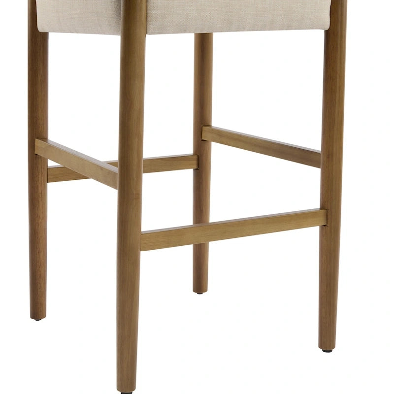 Tabourets de bar modernes en bois de 28,5 po avec coussin en polyester neutre pour îlot de cuisine ou bar à domicile
