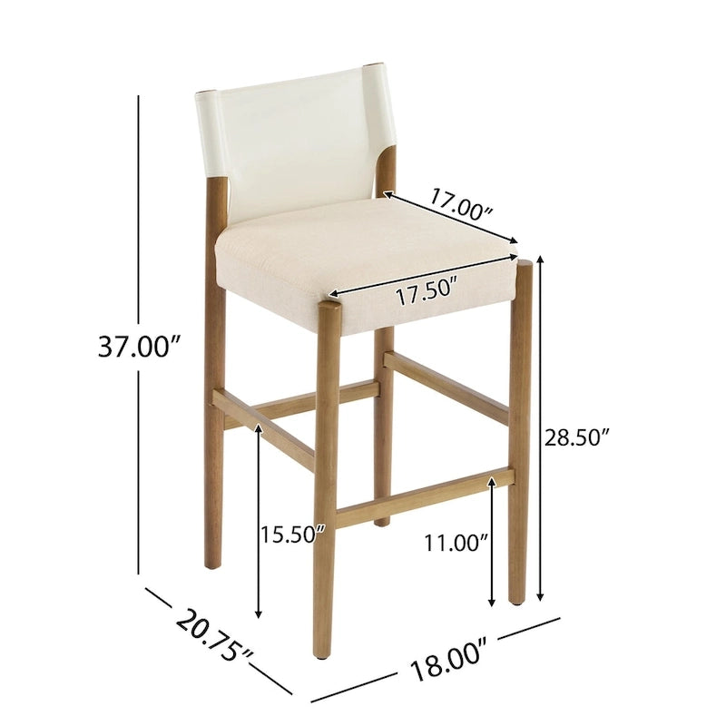 Tabourets de bar modernes en bois de 28,5 po avec coussin en polyester neutre pour îlot de cuisine ou bar à domicile