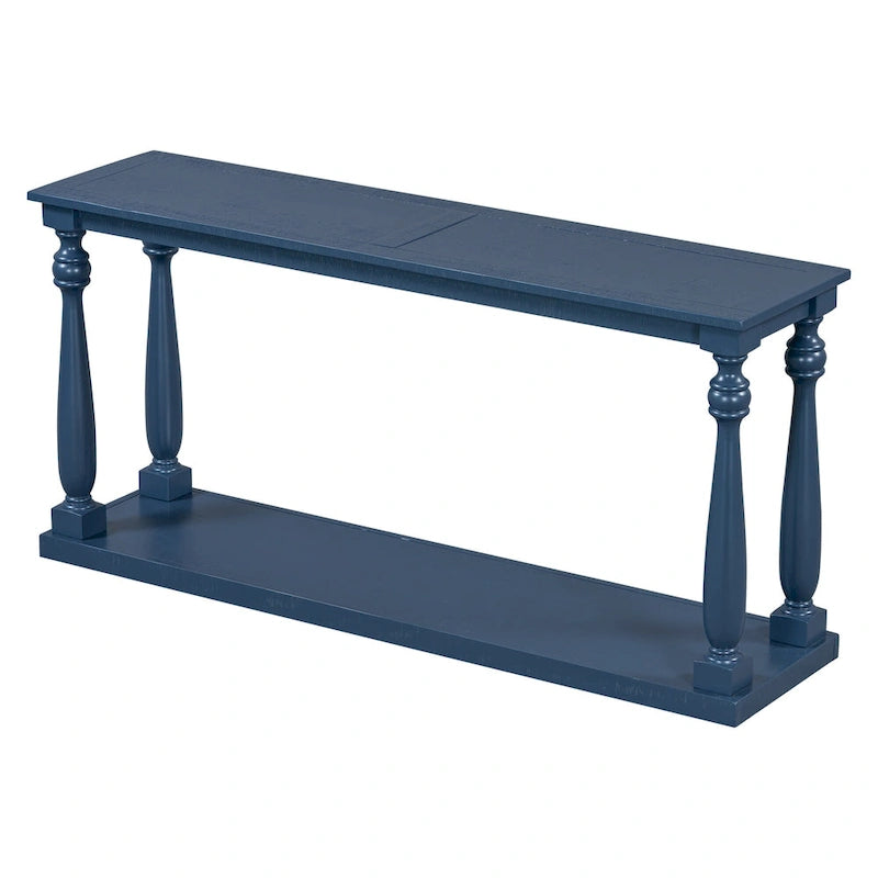 Console de 63 po pour entrée/salon avec étagère de rangement inférieure et pieds sculptés en forme de vase