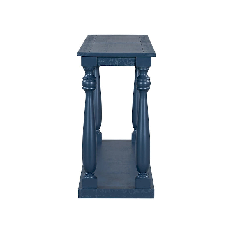 Console de 63 po pour entrée/salon avec étagère de rangement inférieure et pieds sculptés en forme de vase