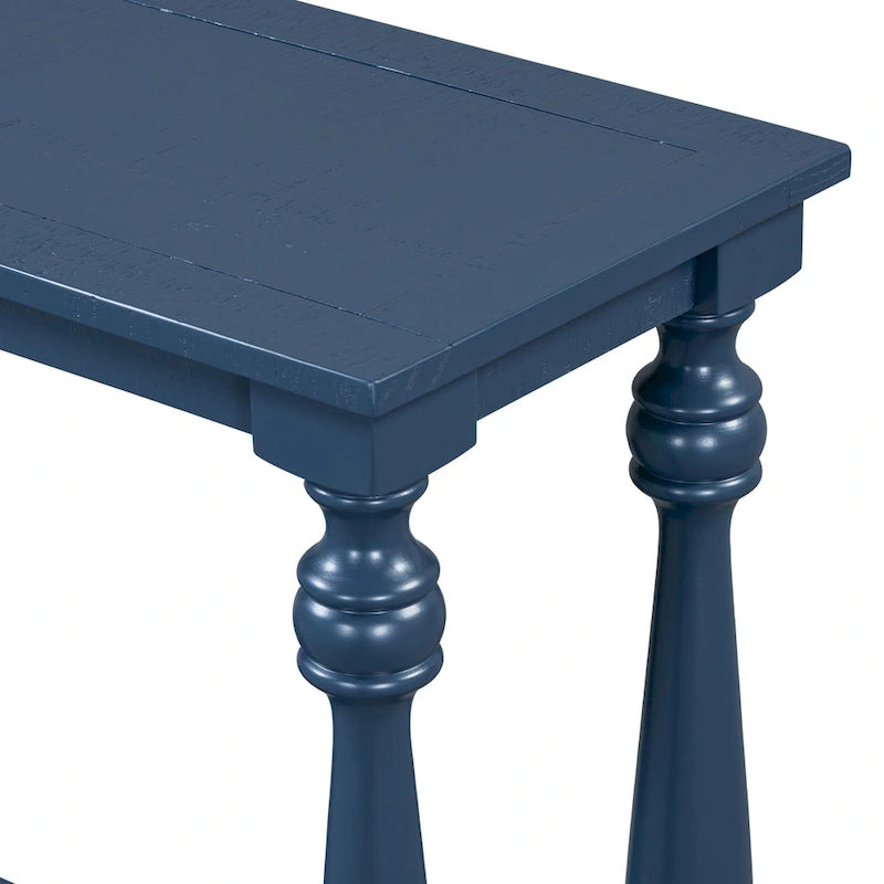 Console de 63 po pour entrée/salon avec étagère de rangement inférieure et pieds sculptés en forme de vase