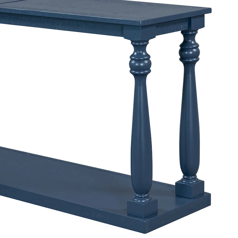 Console de 63 po pour entrée/salon avec étagère de rangement inférieure et pieds sculptés en forme de vase