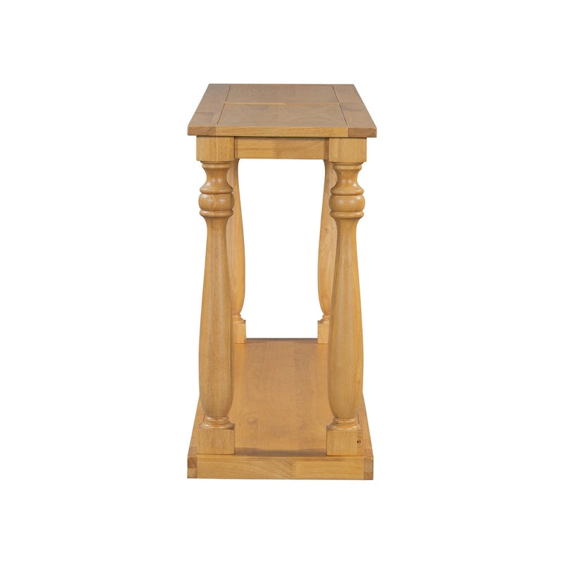 Console de 63 po pour entrée/salon avec étagère de rangement inférieure et pieds sculptés en forme de vase