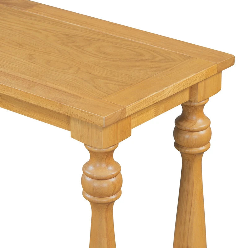 Console de 63 po pour entrée/salon avec étagère de rangement inférieure et pieds sculptés en forme de vase