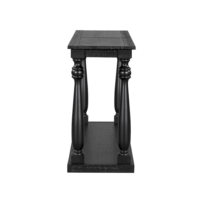 Console de 63 po pour entrée/salon avec étagère de rangement inférieure et pieds sculptés en forme de vase