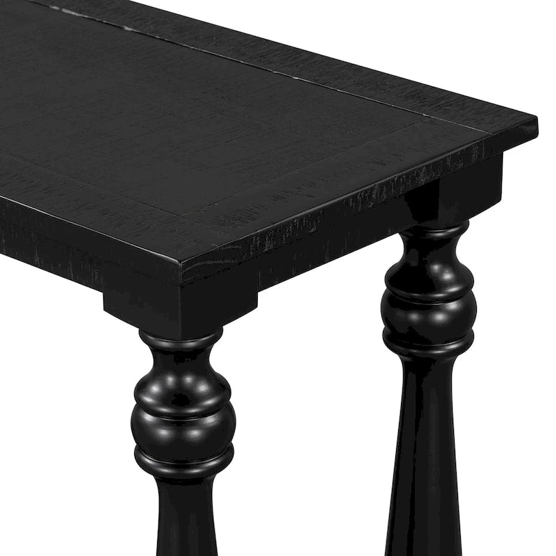 Console de 63 po pour entrée/salon avec étagère de rangement inférieure et pieds sculptés en forme de vase