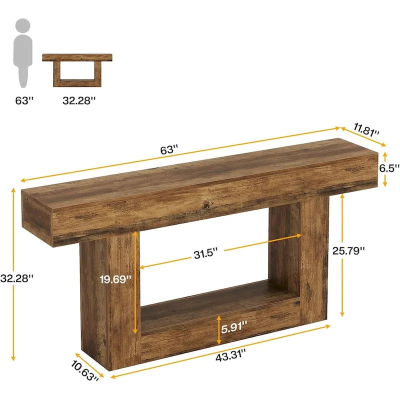 Table d'entrée de ferme à 2 niveaux pour salon, couloir, foyer