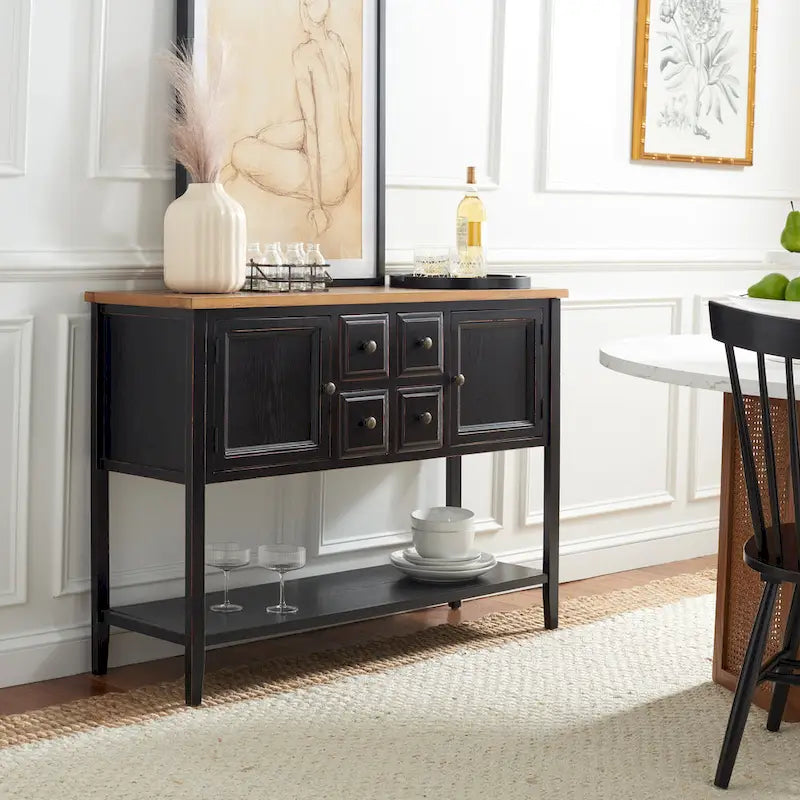 Buffet de rangement au fini chêne - 45.7 x 15 x 34 - 17Lx48Px22H