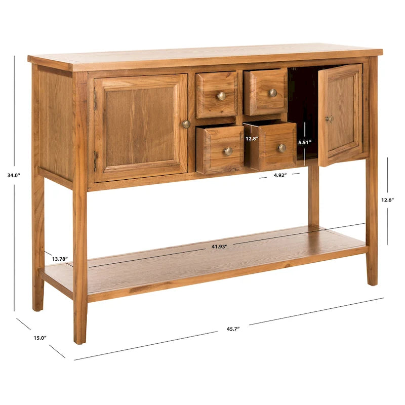 Buffet de rangement au fini chêne - 45.7 x 15 x 34 - 17Lx48Px22H