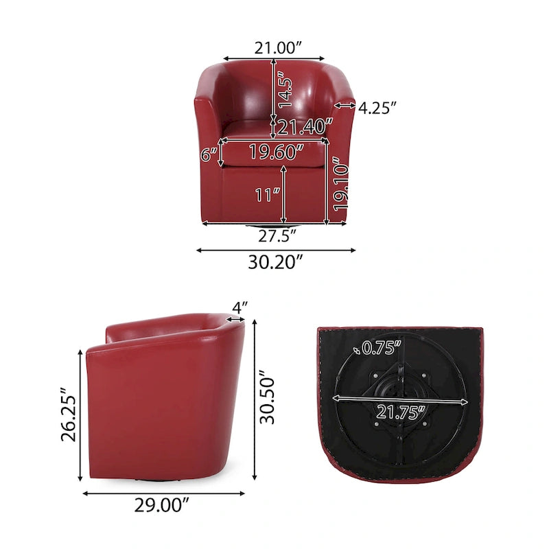Fauteuil club pivotant – 29.00 P x 30.20 L x 30.50 H