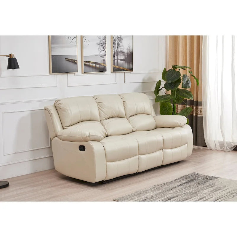  Bonded Leather Manual Rclining 3-seat Sofa Couch 8018