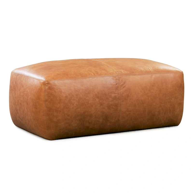 Pouf ottoman en cuir pleine fleur italien