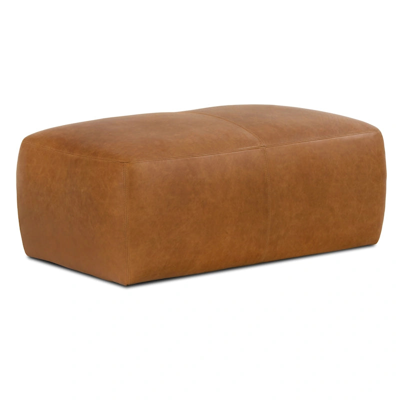 Pouf ottoman en cuir pleine fleur italien