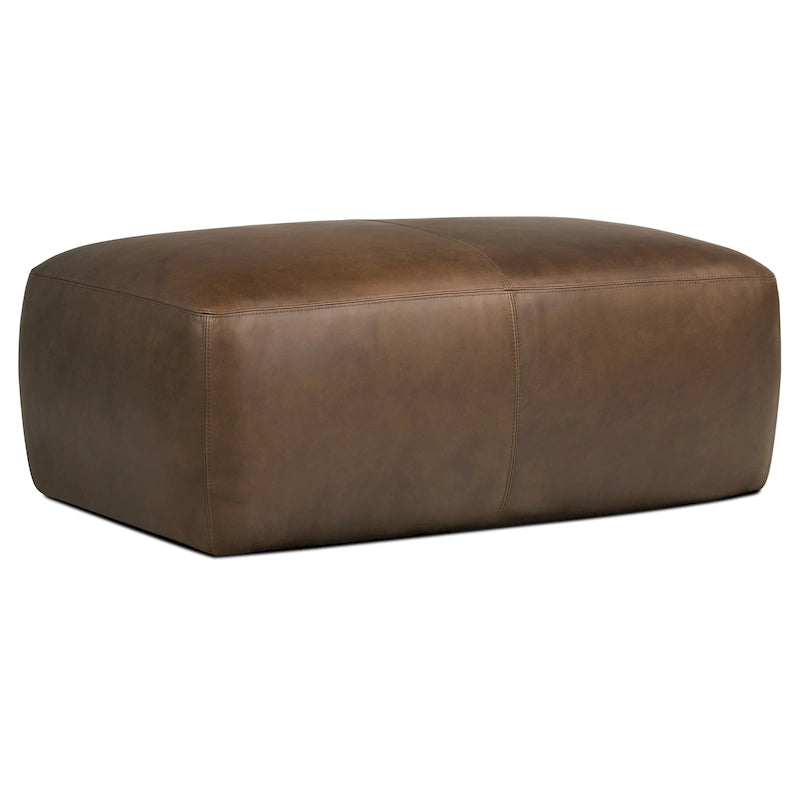 Pouf ottoman en cuir pleine fleur italien