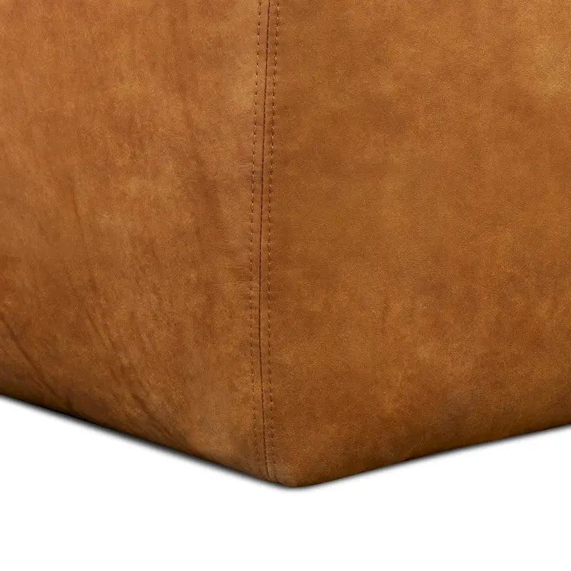 Pouf ottoman en cuir pleine fleur italien