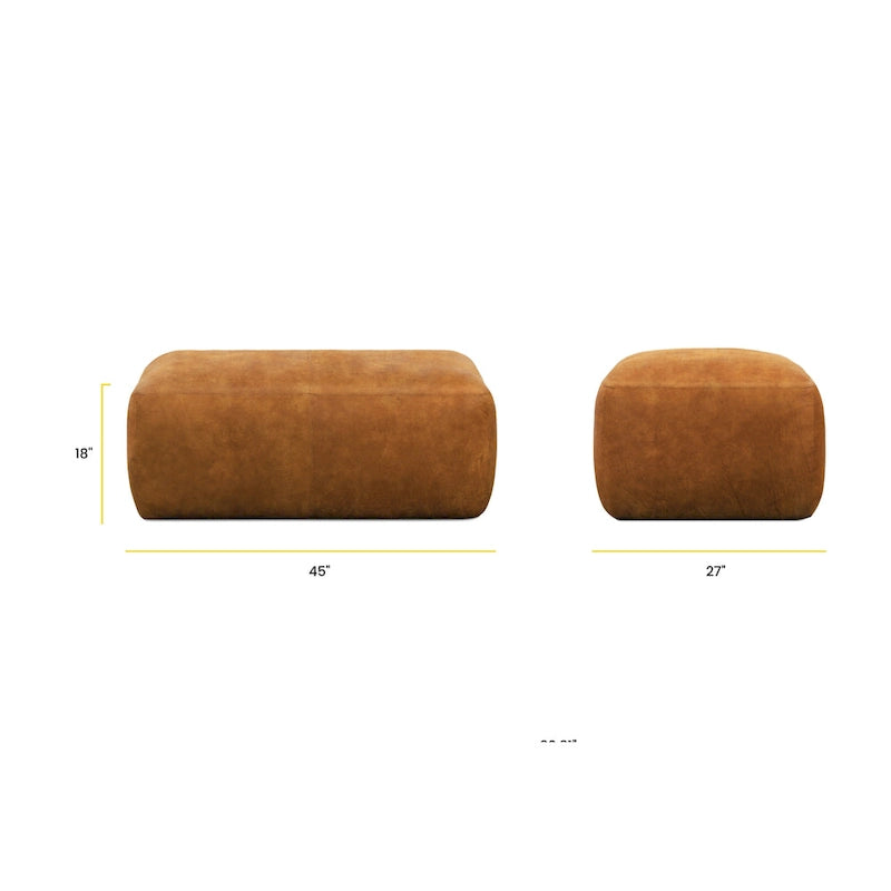 Pouf ottoman en cuir pleine fleur italien