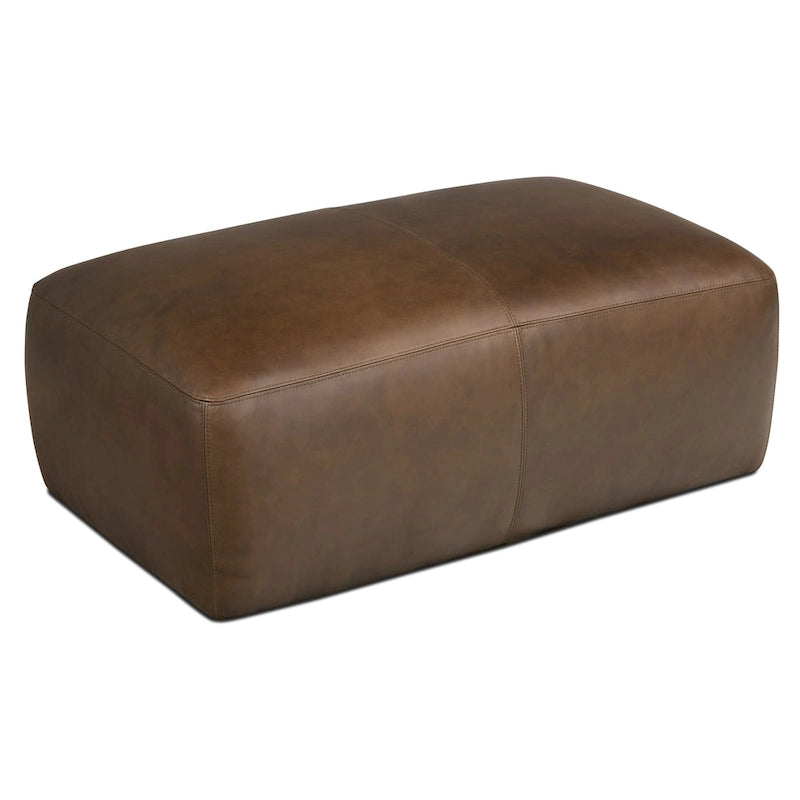Pouf ottoman en cuir pleine fleur italien
