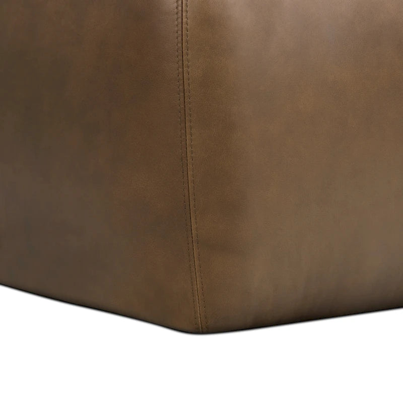 Pouf ottoman en cuir pleine fleur italien