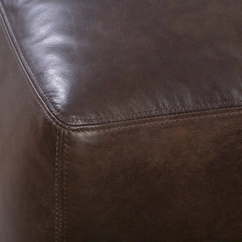 Pouf ottoman en cuir pleine fleur italien