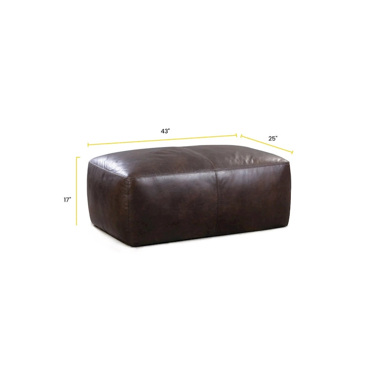 Pouf ottoman en cuir pleine fleur italien