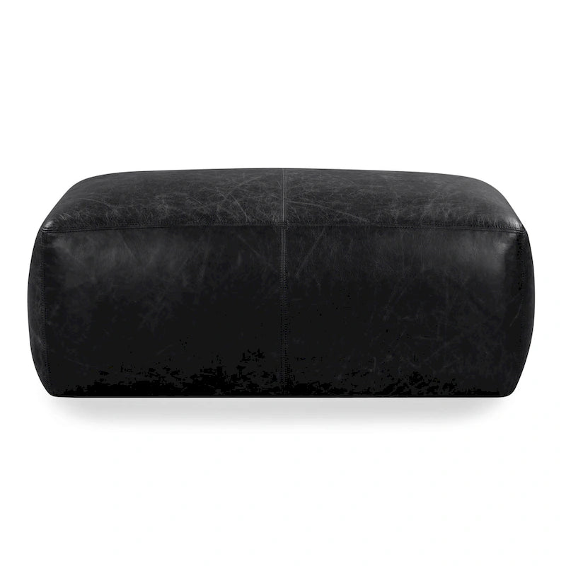 Pouf ottoman en cuir pleine fleur italien