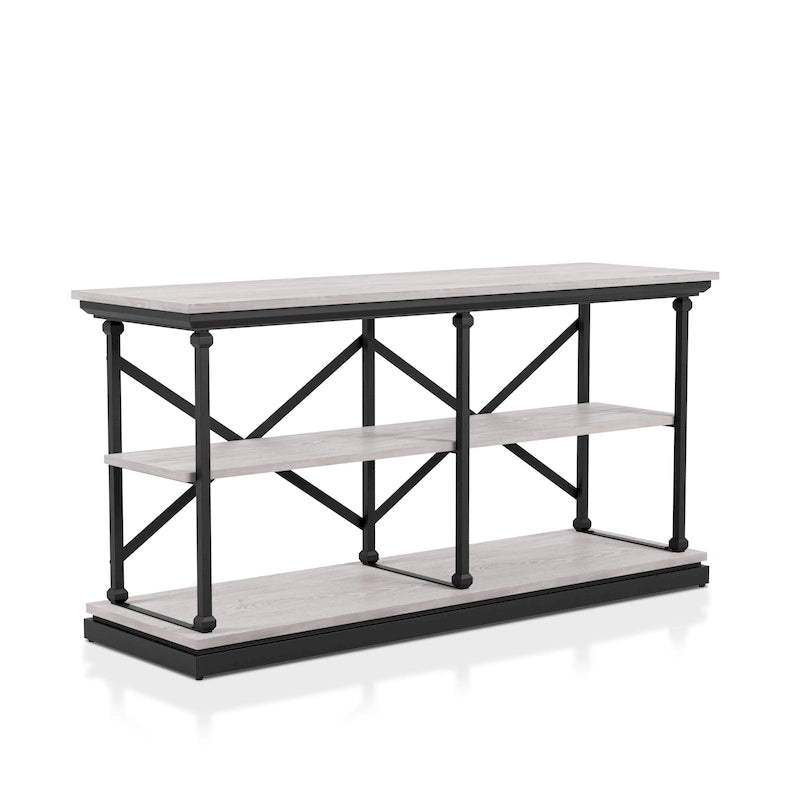 Console de table de 59 po en acier de style transitionnel avec 2 étagères