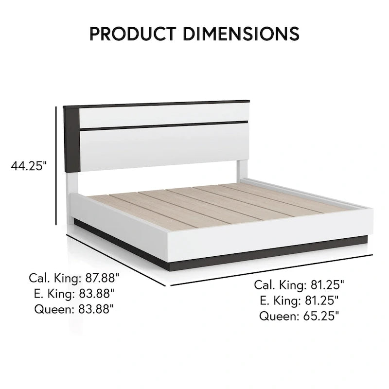 Lit plateforme contemporain en bois blanc